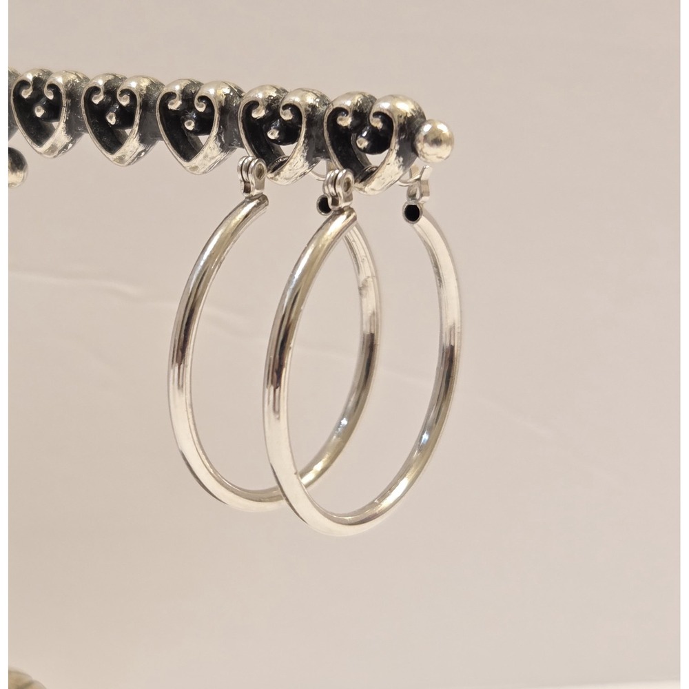 Vintage Beau Sterling Silver 30mm Locking Post Hoop Earrings